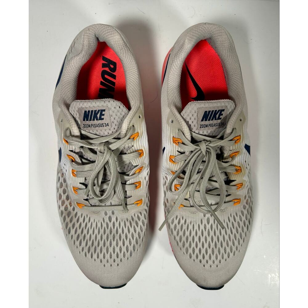 Nike Air Zoom Pegasus 34 Road Running Shoes Men 10.5 Gray Pink Athletic Sneakers - Picture 5 of 12